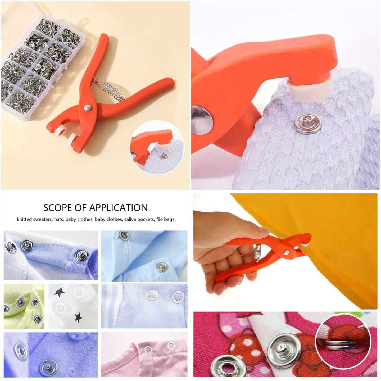 Five claw buckle clamp set, baby's clothes and shoes invisible color metal buckle, shoe bag belt hole Snap Button Plier Tool