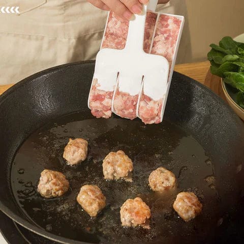 Set of 4 frying Utensils including a fries basket , Meat ball maker , Palet set of 8 Pieces, and 2 oval shaped pickle dishes