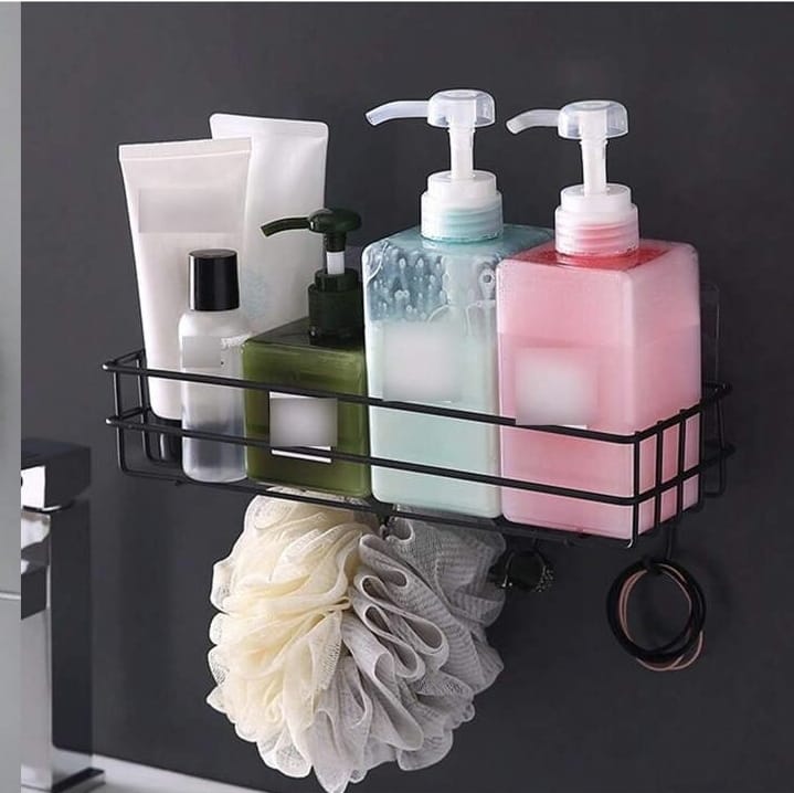 Wall Storage Rack Aluminum Rack With Hook Shelf for Bathroom Bathtub Kitchen