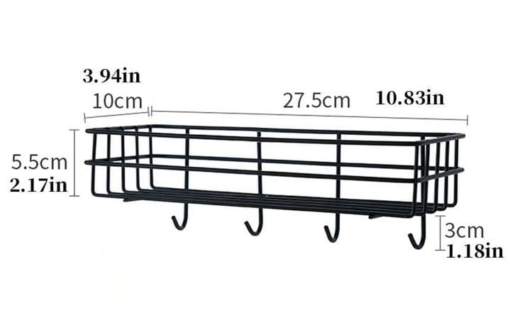 Wall Storage Rack Aluminum Rack With Hook Shelf for Bathroom Bathtub Kitchen