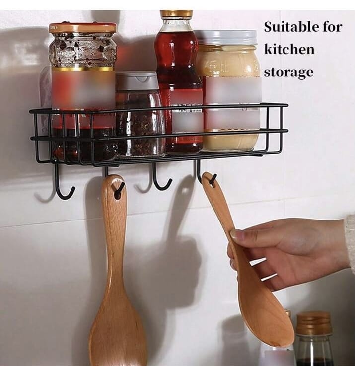 Wall Storage Rack Aluminum Rack With Hook Shelf for Bathroom Bathtub Kitchen