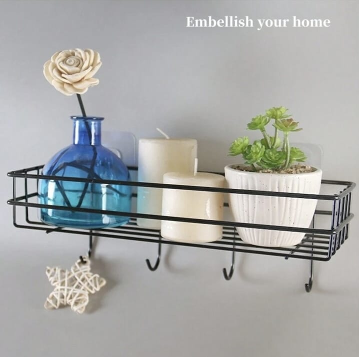 Wall Storage Rack Aluminum Rack With Hook Shelf for Bathroom Bathtub Kitchen