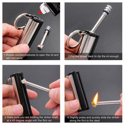 Waterproof Outdoor Portable Keychain Pendant Immortal Flame Matchstick Camping Waterproof Metal Outdoor Survival Tool