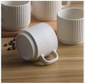 Classic Bone China Tea Cups & Wooden Coasters Set - 6 Pieces