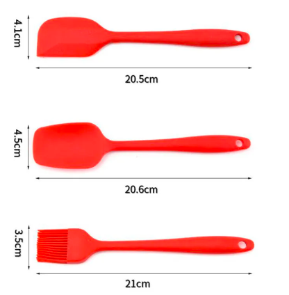 3PC/Set Silicone Cake Spatula, Pastry Oil Brush, Silica Scraper Spoon Kitchen Utensils for Cooking Baking