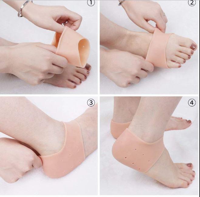 Silicone Gel Cushion Pad Heel Liner Protective Cracked Feet Pressure Pain Relief Socks (free size)