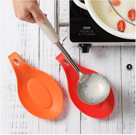 2PCS - Silicone Spoon Rest Heat Resistant Utensil Holder Cooking Tool Rest Pad Grade Silica Gel Spoon