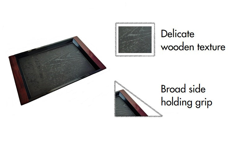 Serving Tray Set of 2 Wooden Texture High Quality Plastic Trays Different Sizes for Household Kitchen Multipurpose Use