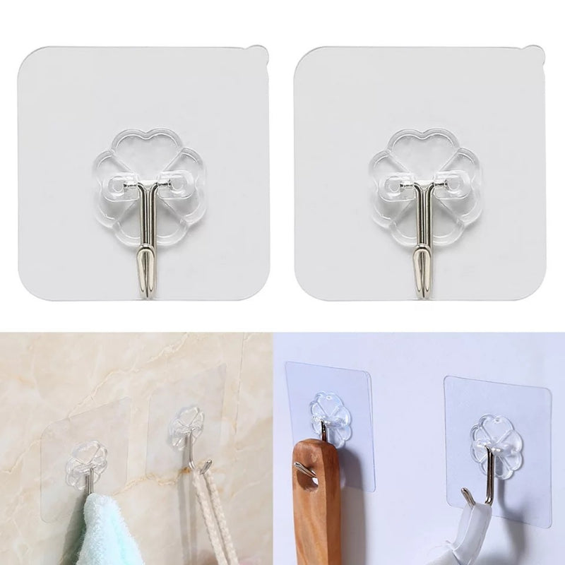 Self-Adhesive Transparent PVC Hooks-12pcs