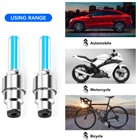 2PCS Car Wheel LED Light Motocycle Bike Light Tire Valve Cap Decorative Lantern Tire Valve Cap Flash Spoke Neon Lamp