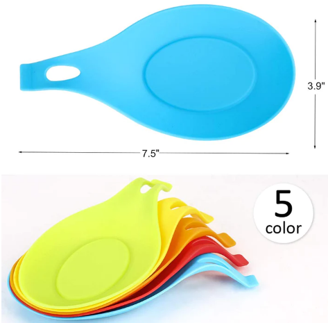 2PCS - Silicone Spoon Rest Heat Resistant Utensil Holder Cooking Tool Rest Pad Grade Silica Gel Spoon