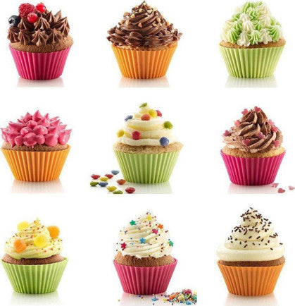 6 Pack Silicone Cupcake Baking Cups Reusable Food-Grade BPA Free Non-Stick