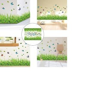 3D Fresh green grass baseboard PVC Wall Stickers Skirting kids living Room bedroom Bathroom Kitchen nursery balcony home decor