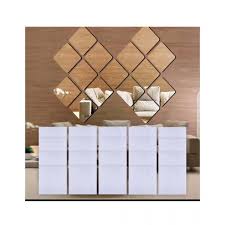 6 Square Mirror Tile Adhesive DIY Wall Sticker 15cmx15cm