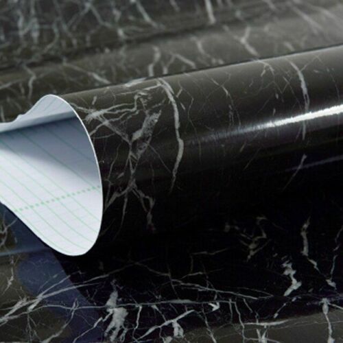 Self-Adhesive Marble Textured Wall Paper-Black