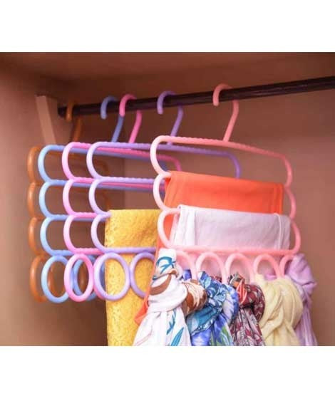 New Multi Purpose Clothes Hanger 5 Layers Pants Hanger Cloth Rack Multi-Layer Storage Scarf Tie Space-Saving Clothes Hanger