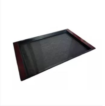 Serving Tray Set of 2 Wooden Texture High Quality Plastic Trays Different Sizes for Household Kitchen Multipurpose Use