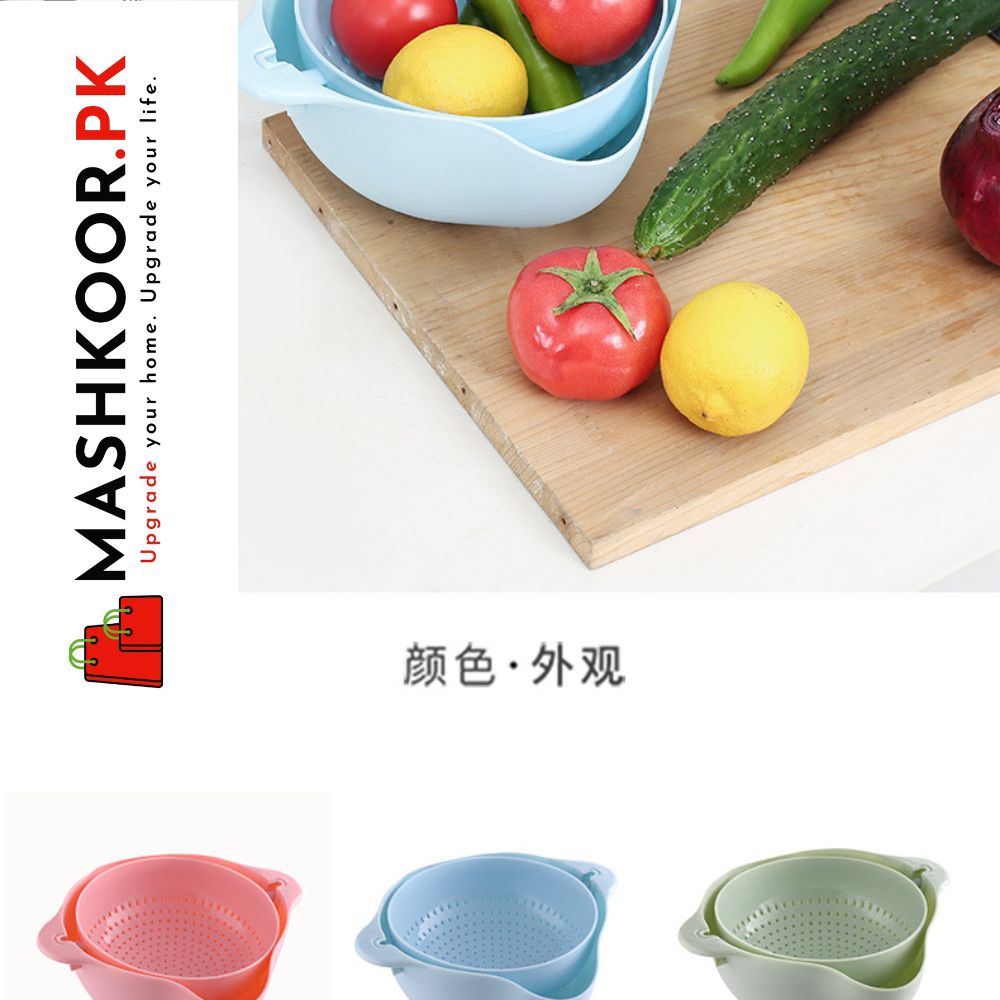 Double Rotatable Drain Basket Drain Basin Kitchen Wash Basin Fruit Basket Drain Wash Basket Fruit Plate kitchen accessories