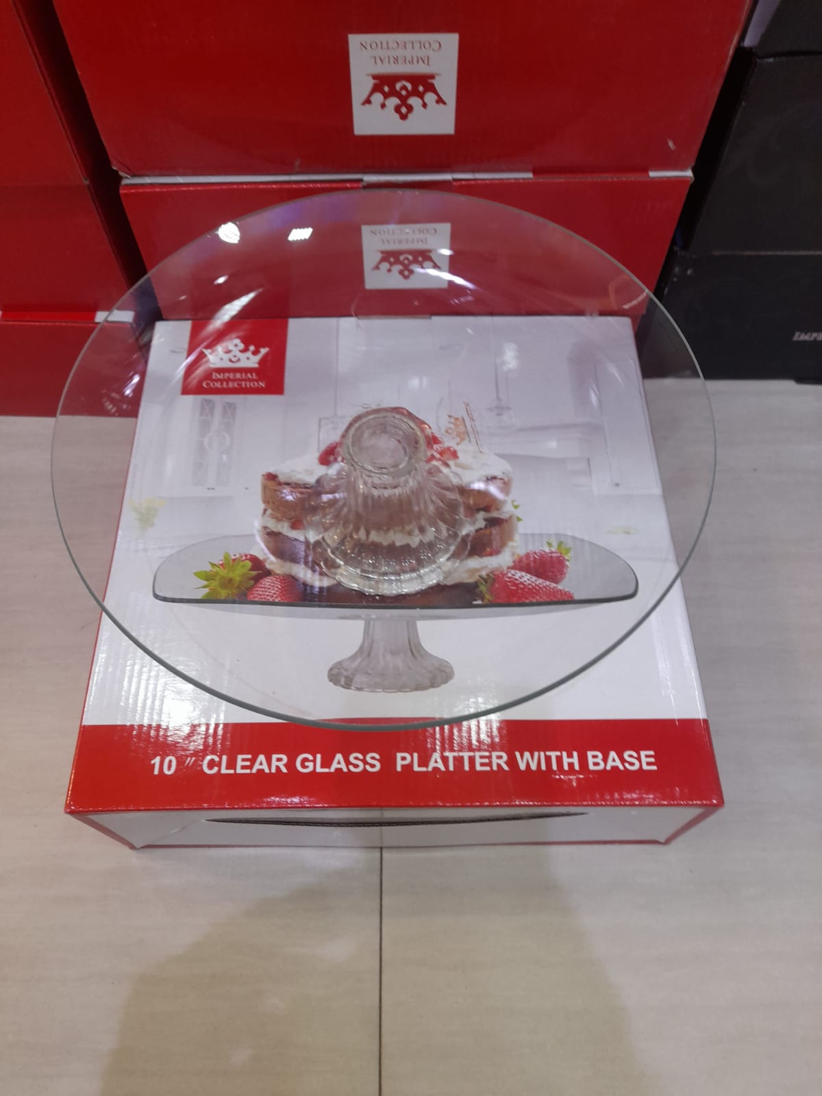 Imperial Clear Glass Cake Stand 8'',10",12''- Square,Round - Material : Glass