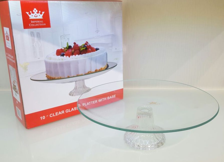 Imperial Clear Glass Cake Stand 8'',10",12''- Square,Round - Material : Glass