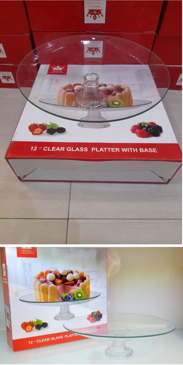 Imperial Clear Glass Cake Stand 8'',10",12''- Square,Round - Material : Glass