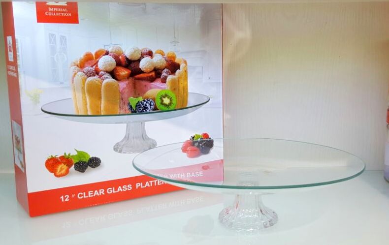 Imperial Clear Glass Cake Stand 8'',10",12''- Square,Round - Material : Glass