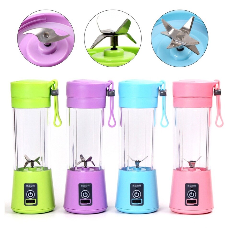 6 Blades Electric Blender Mini Portable Food Grade Water Bottle Portable Fruit Juicer Machine - Mashkoor.pk