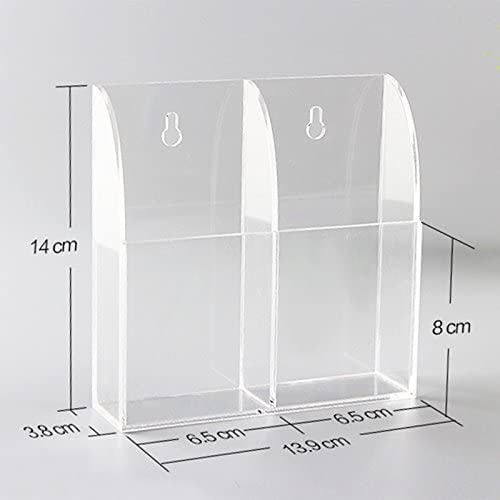 2 Slot Clear Acrylic Wall Mounted Desk TV Air Conditioner Remote Control Storage Holder Organizer Stand - Mashkoor.pk