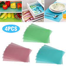 Pack of 4pcs - Refrigerator Freezer Mat Fridge Anti-fouling Anti Frost Anti Slip Waterproof Pad kitchen table wardrobe drawer mats - Mashkoor.pk