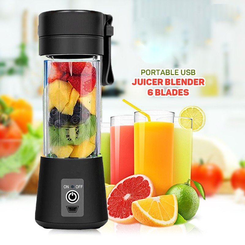 6 Blades Electric Blender Mini Portable Food Grade Water Bottle Portable Fruit Juicer Machine - Mashkoor.pk