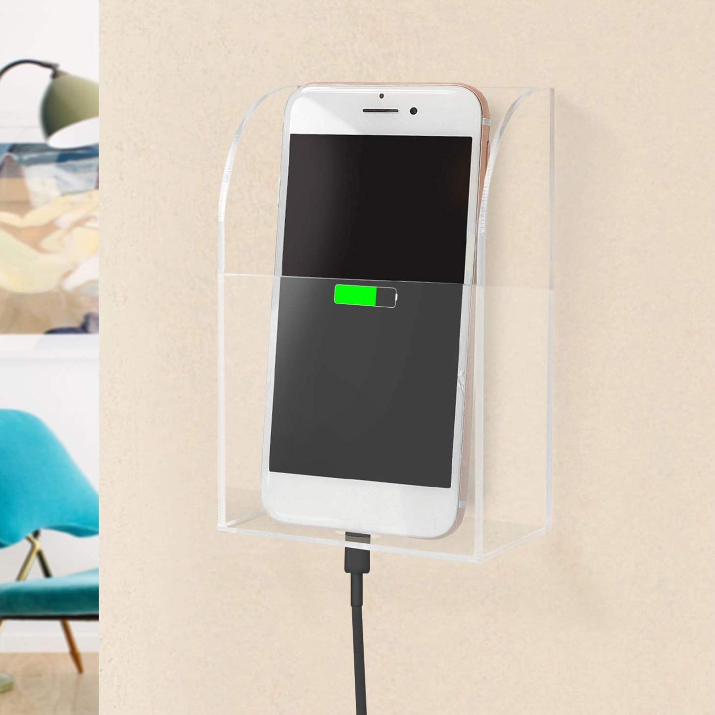 1 Slot Wall Mount Mobile Phone Charging Holder Stand AC Remote Holder - Mashkoor.pk