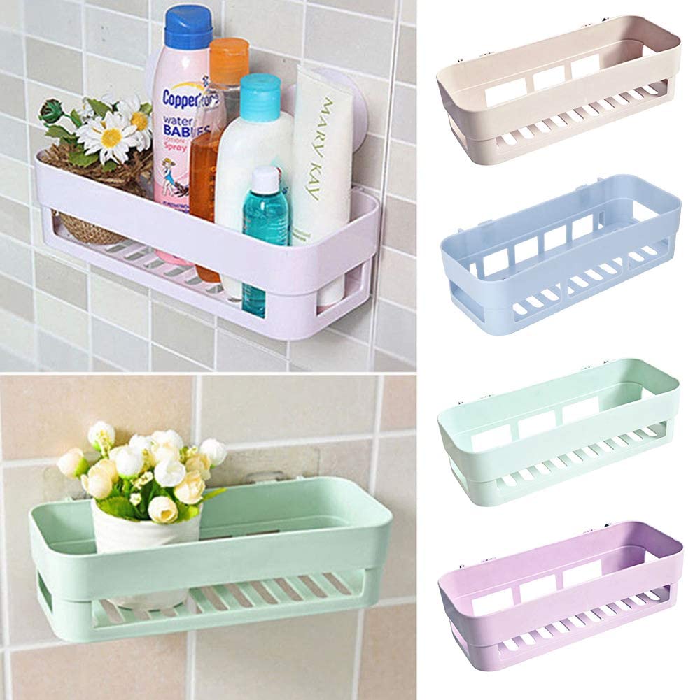 Plastic Shower Caddy Bathroom Shampoo Holder Kitchen Storage Rack Wall Mount Storage Rack Shelf - Mashkoor.pk