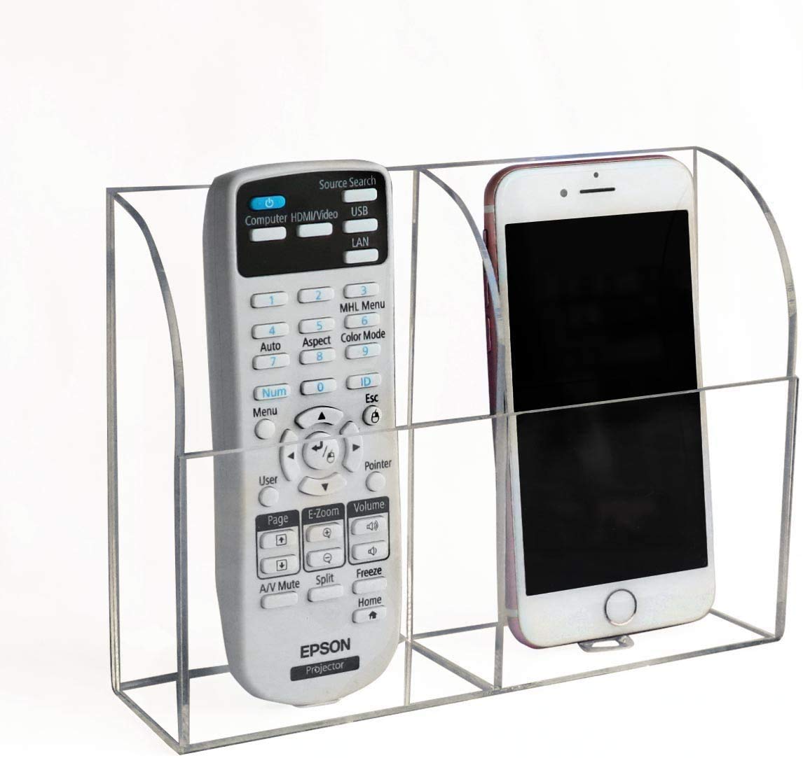 2 Slot Wall Mounted Charging Phone Holder Smart Phone Station TV Remote Control Holder Clear Wall Box for Phone and Remote Control - Mashkoor.pk