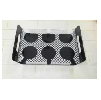 6 Rectangle Slot Tray, Cup Display for Kitchenware, Glass Holder, Black / White - Mashkoor.pk