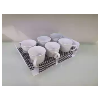 6 Rectangle Slot Tray, Cup Display for Kitchenware, Glass Holder, Black / White - Mashkoor.pk