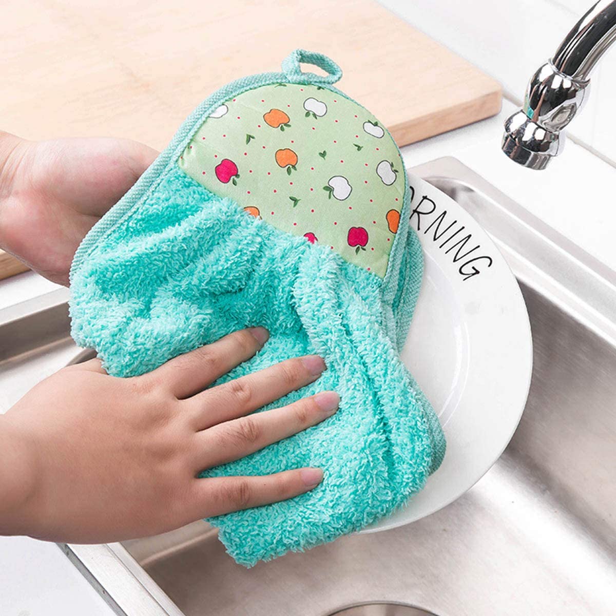 Pack of 4Pc - Kitchen/Bathroom Towels - Dish Towels - Hanging Loop - Quick Drying - Convenient - Hand Towel