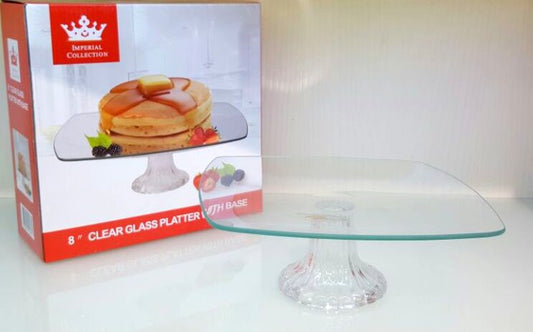 Imperial Clear Glass Cake Stand 8'',10",12''- Square,Round - Material : Glass