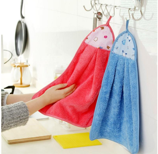 Pack of 4Pc - Kitchen/Bathroom Towels - Dish Towels - Hanging Loop - Quick Drying - Convenient - Hand Towel