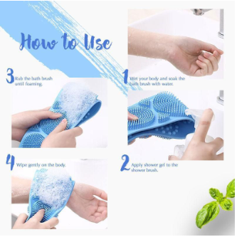 Silicone Body Bath Belt, Extra Long Silicone Dual Sided Back Scrubber & Massager for Foot Sole Cleaner Shower Belt - Mashkoor.pk