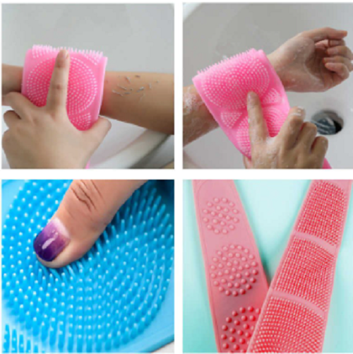 Silicone Body Bath Belt, Extra Long Silicone Dual Sided Back Scrubber & Massager for Foot Sole Cleaner Shower Belt - Mashkoor.pk