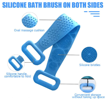 Silicone Body Bath Belt, Extra Long Silicone Dual Sided Back Scrubber & Massager for Foot Sole Cleaner Shower Belt - Mashkoor.pk