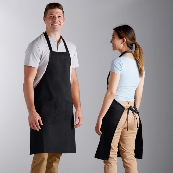 Black Apron with Front Pocket Kitchen Cooking Craft Baking - Mashkoor.pk