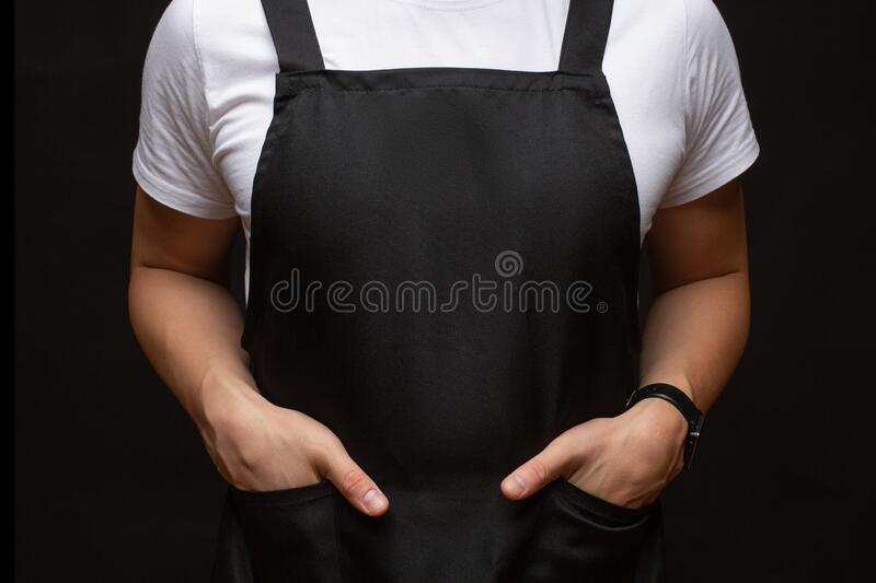 Black Apron with Front Pocket Kitchen Cooking Craft Baking - Mashkoor.pk