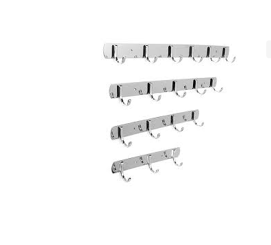 Coat Hook Rack with 3/4/5/6 Hooks Wall Hooks Choice of Length Durable Wall Hangers for Bedroom, Bathroom Stainless Steel wall hanging hooks - Mashkoor.pk