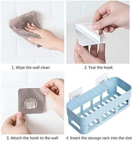 Plastic Shower Caddy Bathroom Shampoo Holder Kitchen Storage Rack Wall Mount Storage Rack Shelf - Mashkoor.pk