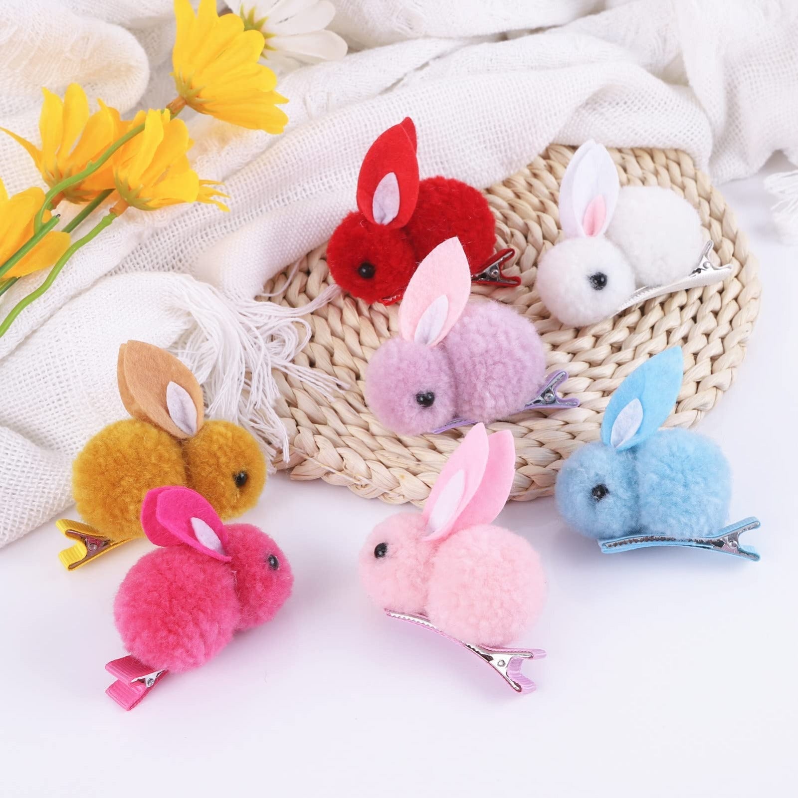 2PC Korean Cute Ball Rabbit Hair Ring Girls Tie Rope Elastic Rubber Hair Bands Bunny Hair Rope Hair Jewelry Kids Gift Accessories - Mashkoor.pk