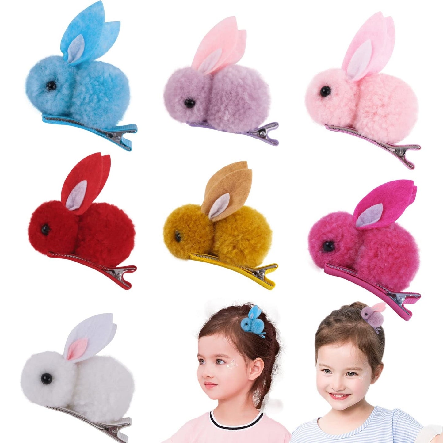 2PC Korean Cute Ball Rabbit Hair Ring Girls Tie Rope Elastic Rubber Hair Bands Bunny Hair Rope Hair Jewelry Kids Gift Accessories - Mashkoor.pk