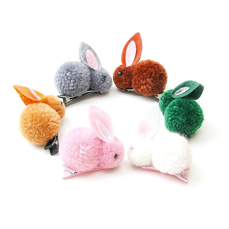 2PC Korean Cute Ball Rabbit Hair Ring Girls Tie Rope Elastic Rubber Hair Bands Bunny Hair Rope Hair Jewelry Kids Gift Accessories - Mashkoor.pk