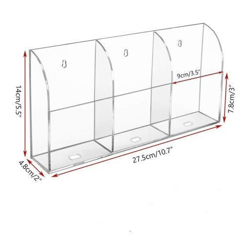 3 Slots Wall Mounted Charging Phone Holder Smart Phone Station TV Remote Control Holder Clear Wall Box for Phone Remote Control - Mashkoor.pk