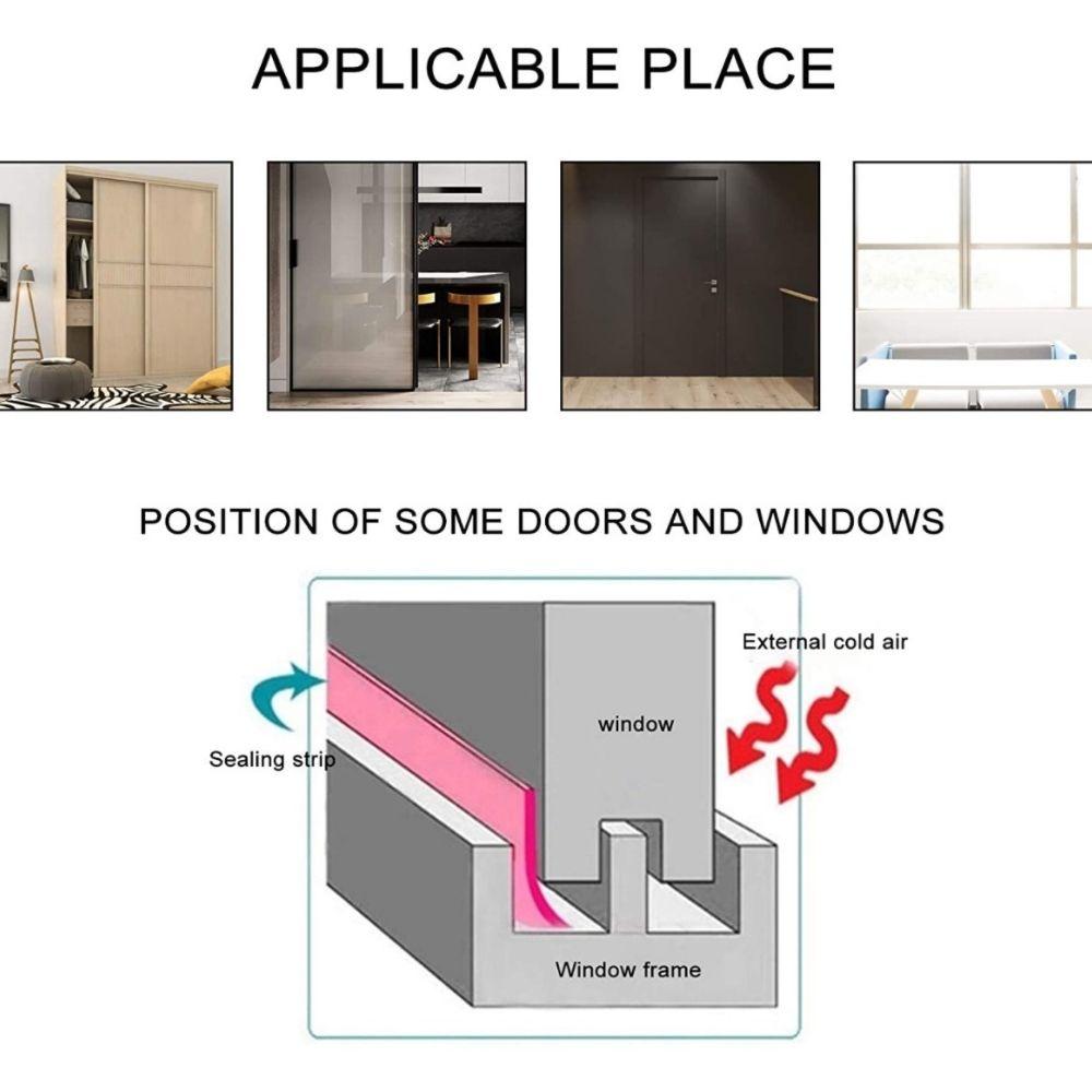 Windproof Silicone Sealing Tape For Window And Door Seam/ Reduce Noise/Waterproof/Insect Prevention - Mashkoor.pk